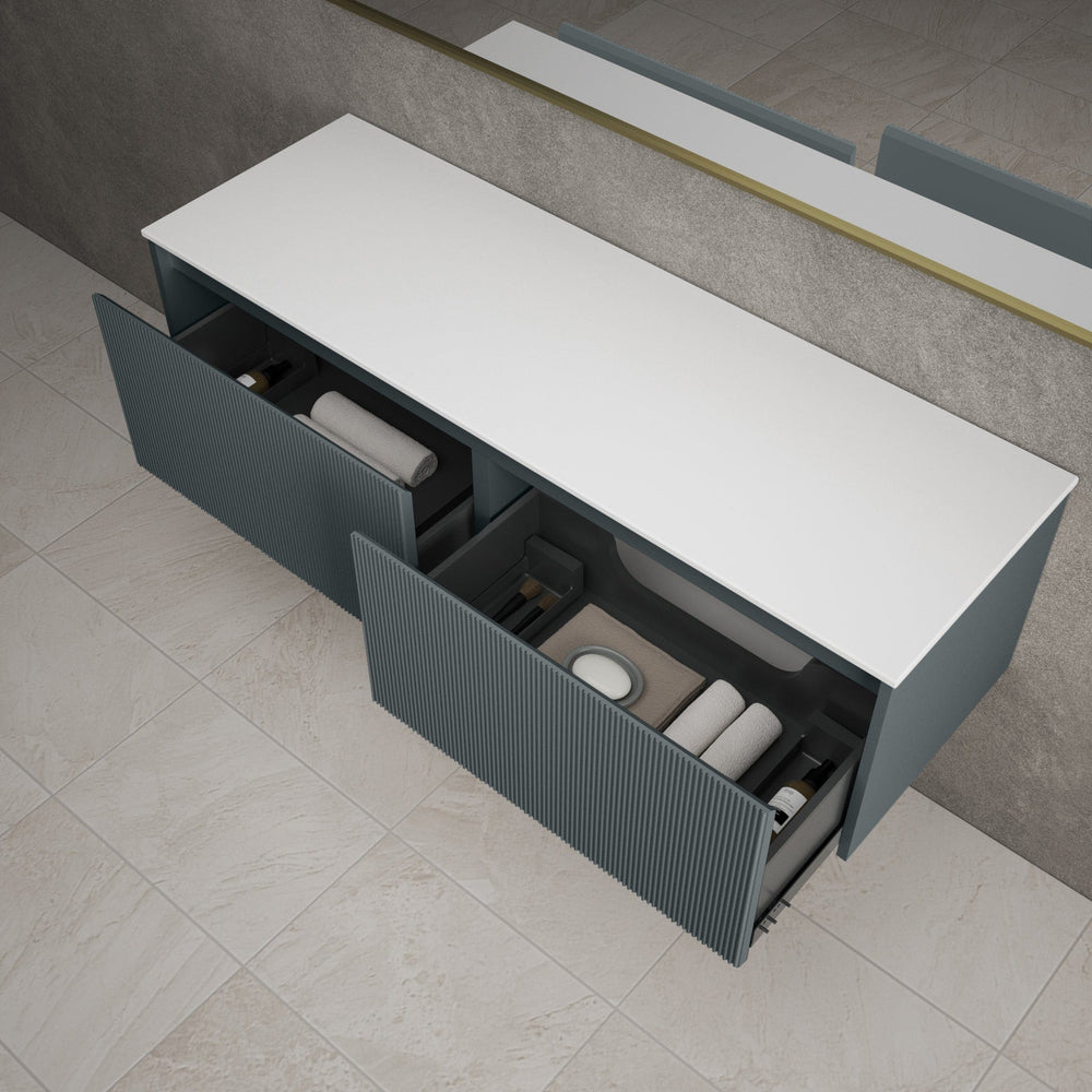 Scanalato Double Drawer Countertop Vanity Unit - Anthracite 1400mm