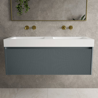 Scanalato Single Drawer Vanity Unit With Beyondstone BLOC Double Basin Anthracite - 1200mm