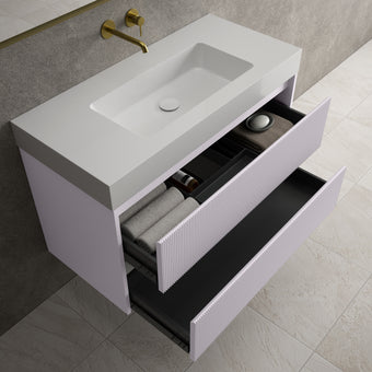 Scanalato Double Drawer Vanity Unit  With Beyondstone BLOC Basin - Soft Violet 1000mm