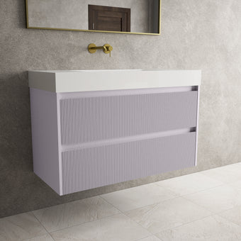 Scanalato Double Drawer Vanity Unit  With Beyondstone BLOC Basin - Soft Violet 1000mm
