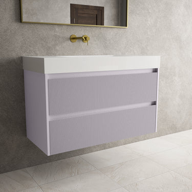 Scanalato Double Drawer Vanity Unit  With Beyondstone BLOC Basin - Soft Violet 1000mm
