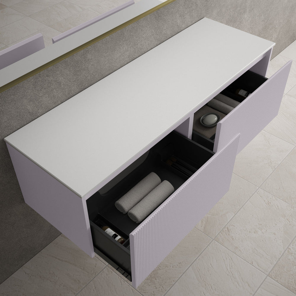 Scanalato Double Drawer Countertop Vanity Unit - Soft Violet 1400mm