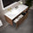 Scanalato Single Drawer Vanity Unit With Open Storage Space And Left hand Beyondstone Basin - Walnut 1200mm