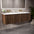 Scanalato Double Drawer Vanity Unit With Beyondstone Double Basin - Walnut 1400mm