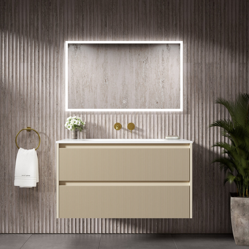 Scanalato Double Drawer Vanity Unit  With Beyondstone Basin - Cashmere 1000mm