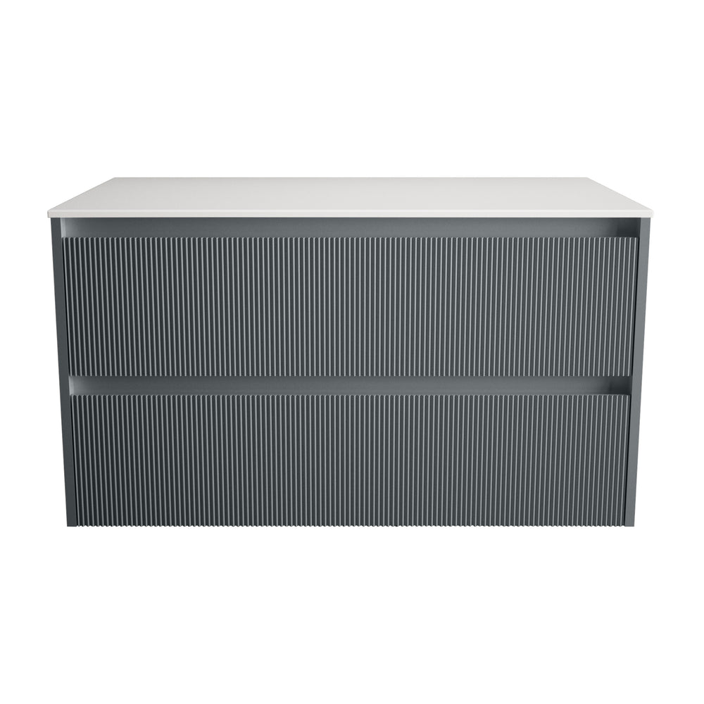 Scanalato Double Drawer Countertop Vanity Unit - Slate Grey 1000mm
