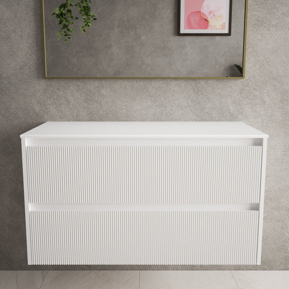 Scanalato Double Drawer Countertop Vanity Unit - Pure White 1000mm