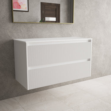 Scanalato Double Drawer Countertop Vanity Unit - Pure White 1000mm