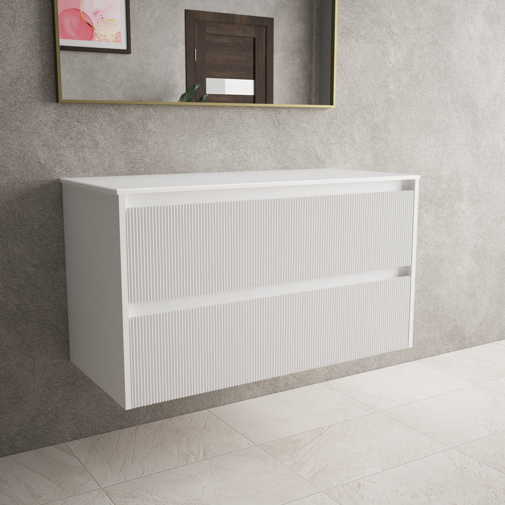 Scanalato Double Drawer Countertop Vanity Unit - Pure White 1000mm