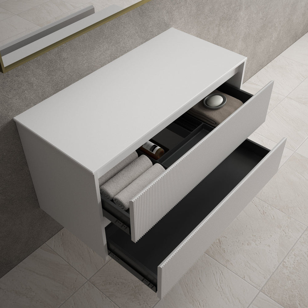 Scanalato Double Drawer Countertop Vanity Unit - Pure White 1000mm
