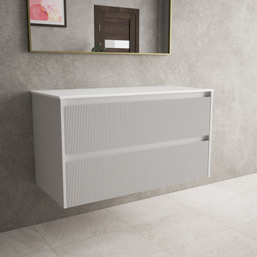 Scanalato Double Drawer Countertop Vanity Unit - Soft Grey 1000mm