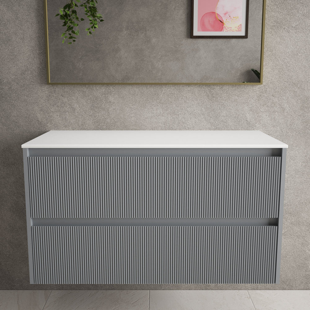 Scanalato Double Drawer Countertop Vanity Unit - Dove Grey 1000mm
