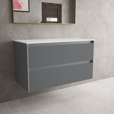 Scanalato Double Drawer Countertop Vanity Unit - Dove Grey 1000mm