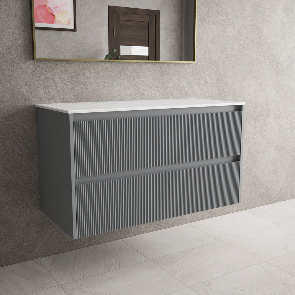 Scanalato Double Drawer Countertop Vanity Unit - Dove Grey 1000mm