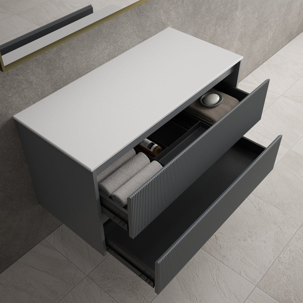 Scanalato Double Drawer Countertop Vanity Unit - Dove Grey 1000mm