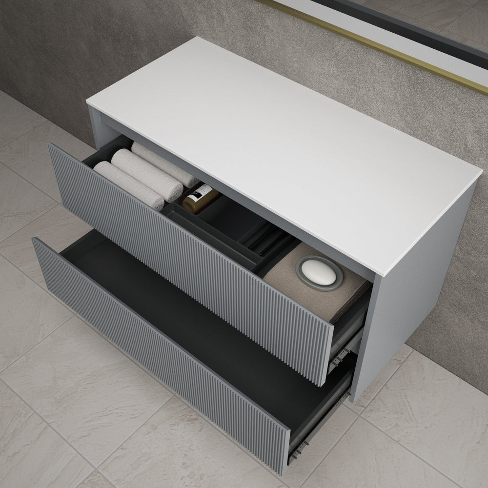 Scanalato Double Drawer Countertop Vanity Unit - Dove Grey 1000mm