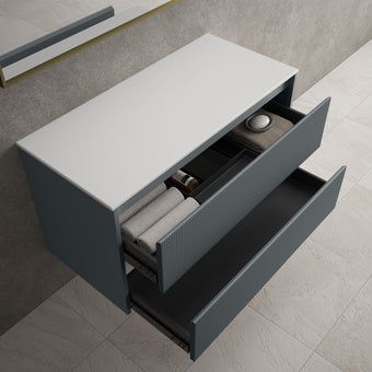 Scanalato Double Drawer Countertop Vanity Unit - Slate Grey 1000mm