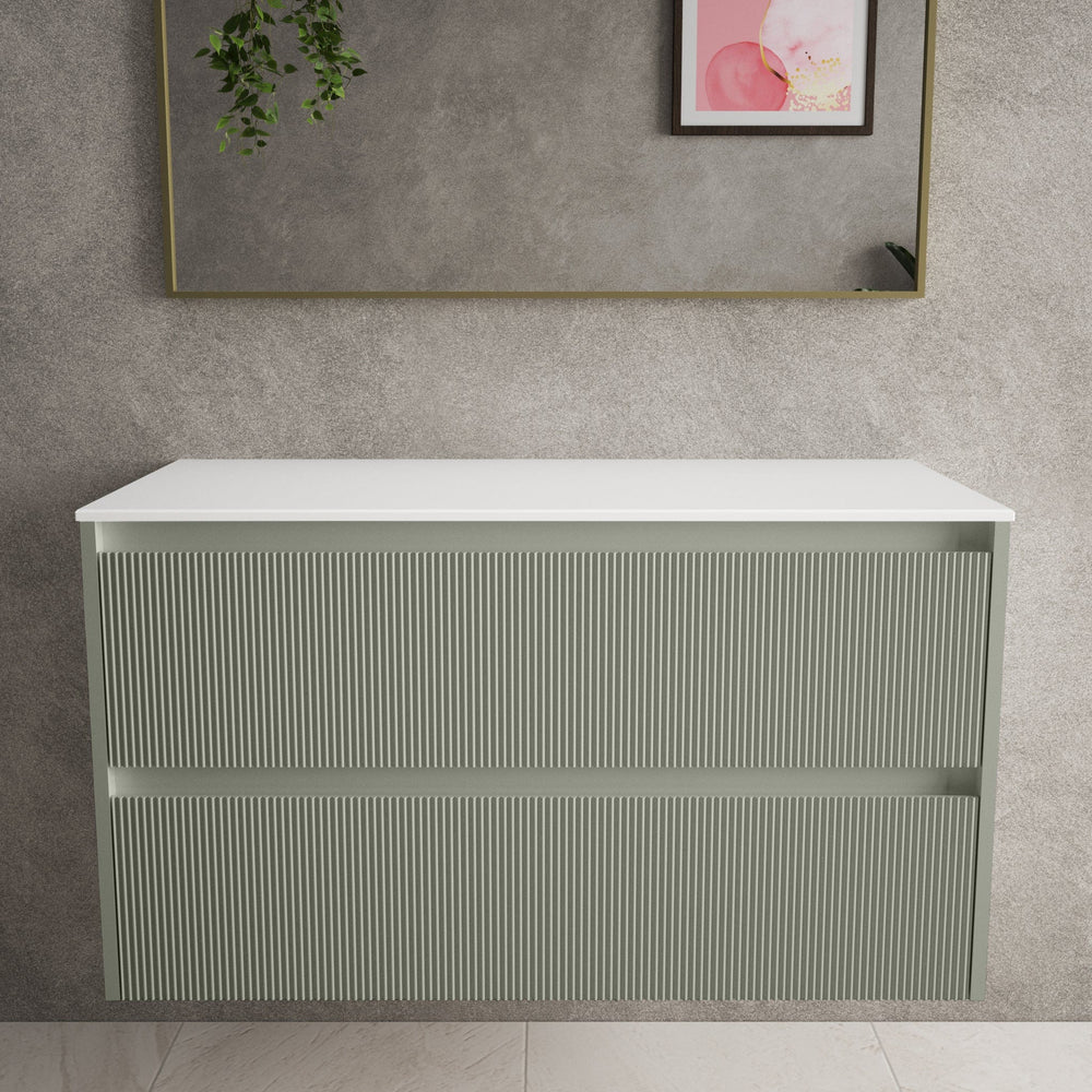 Scanalato Double Drawer Countertop Vanity Unit - Pistachio 1000mm