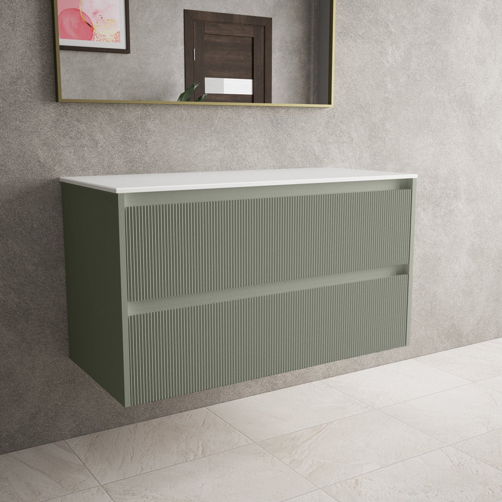 Scanalato Double Drawer Countertop Vanity Unit - Pistachio 1000mm