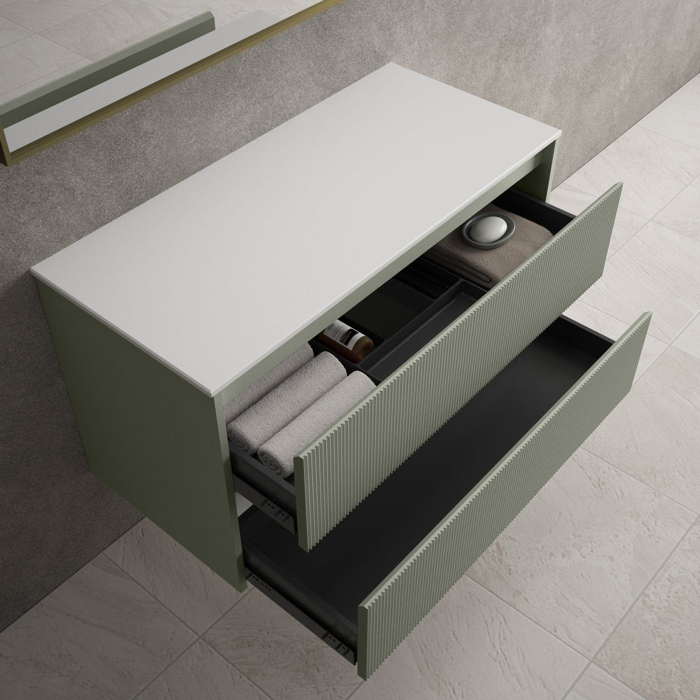 Scanalato Double Drawer Countertop Vanity Unit - Pistachio 1000mm