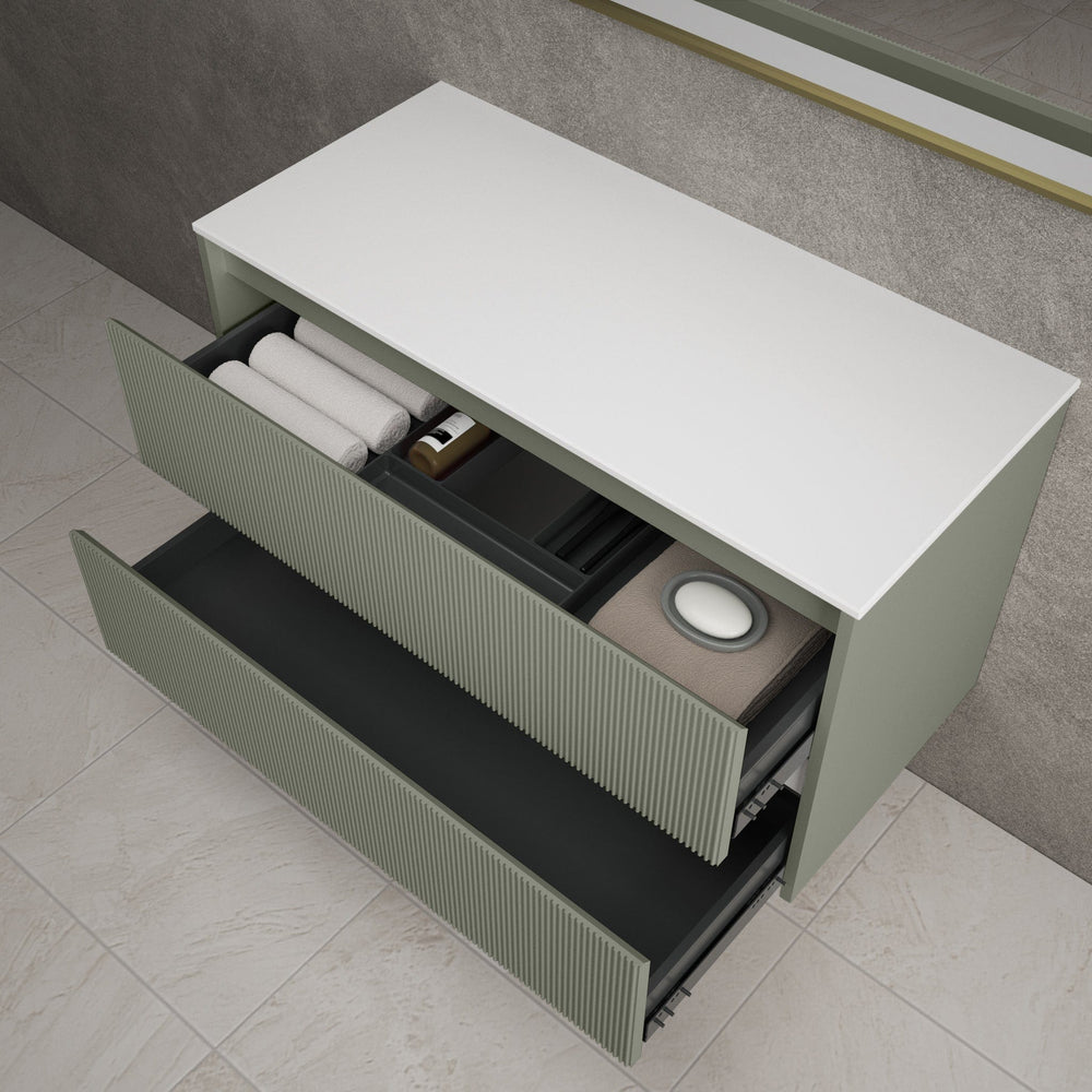 Scanalato Double Drawer Countertop Vanity Unit - Pistachio 1000mm