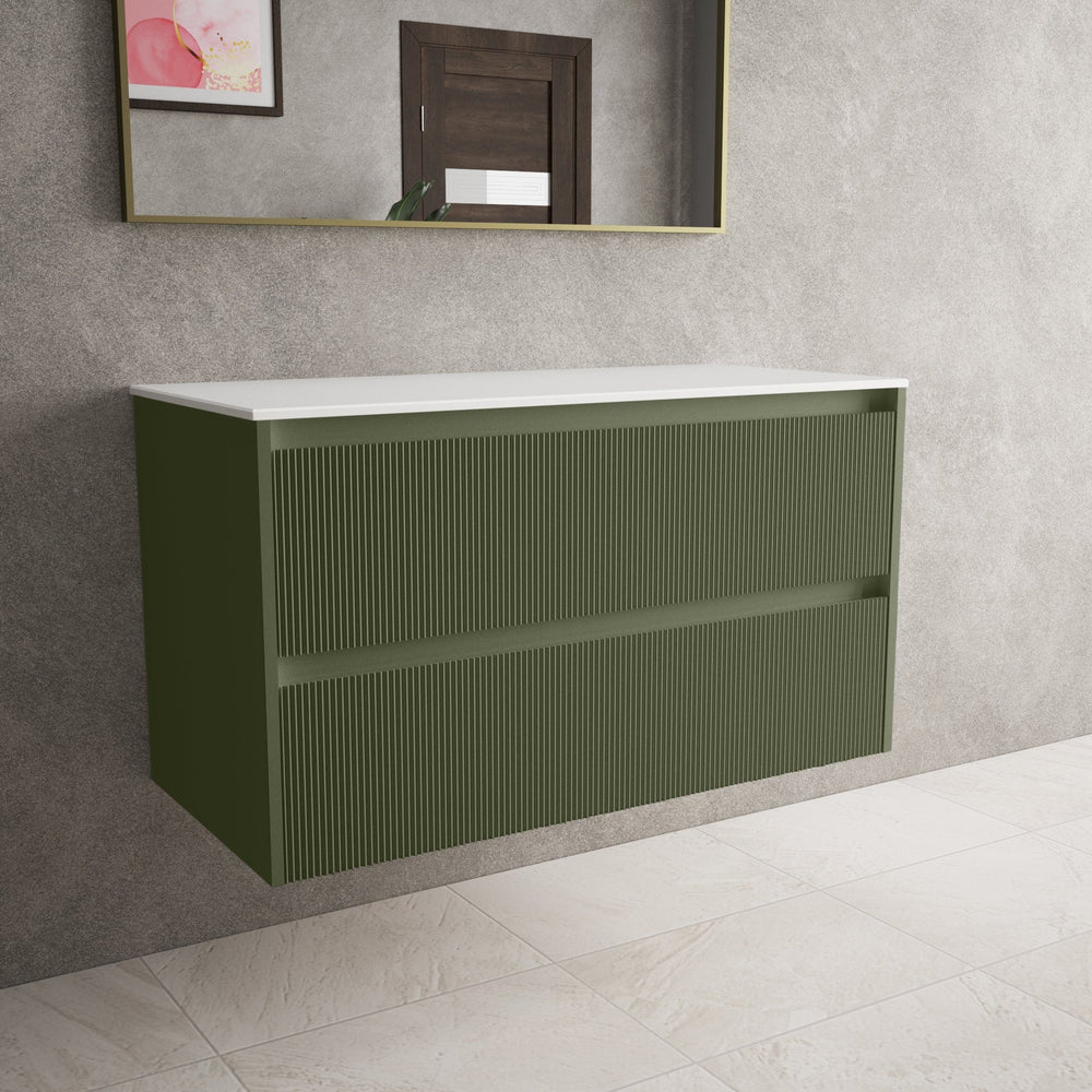 Scanalato Double Drawer Countertop Vanity Unit - Seaweed 1000mm