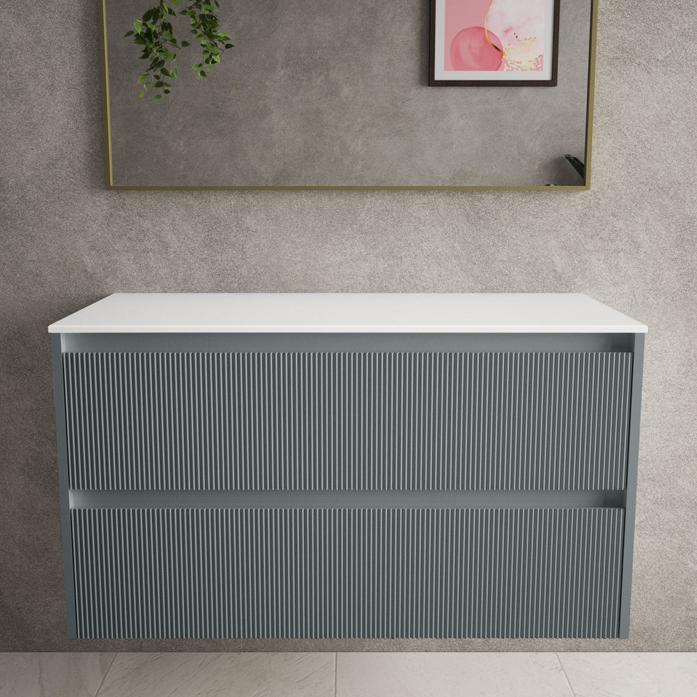 Scanalato Double Drawer Countertop Vanity Unit - Anthracite 1000mm