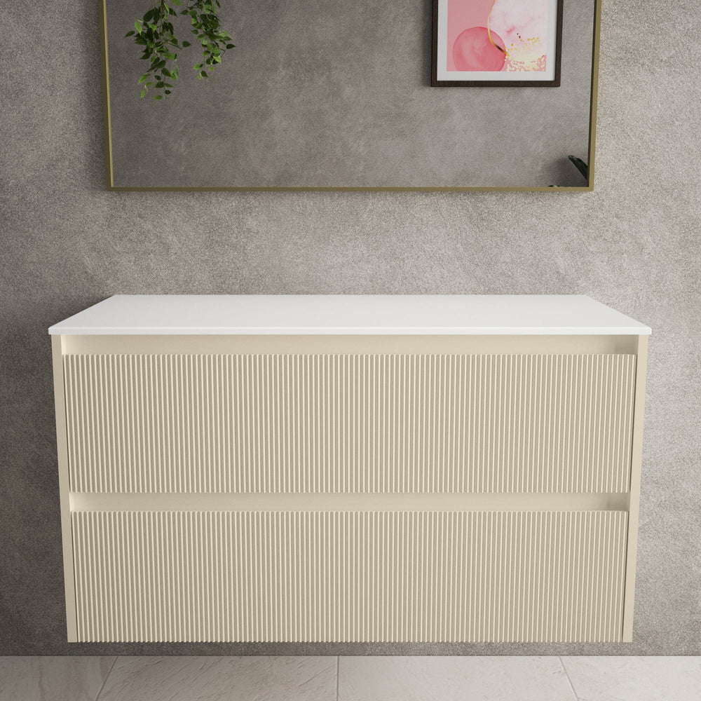 Scanalato Double Drawer Countertop Vanity Unit - Cashmere 1000mm