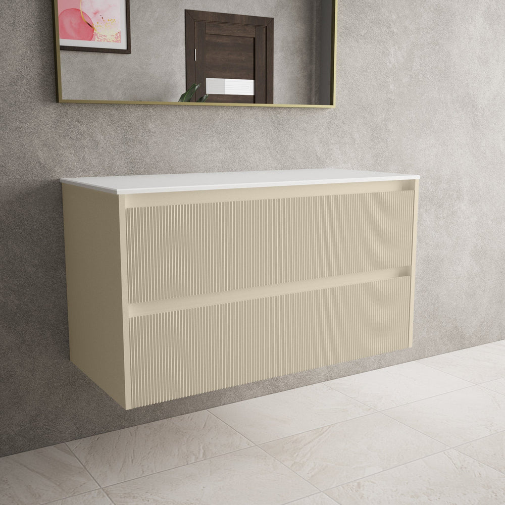 Scanalato Double Drawer Countertop Vanity Unit - Cashmere 1000mm