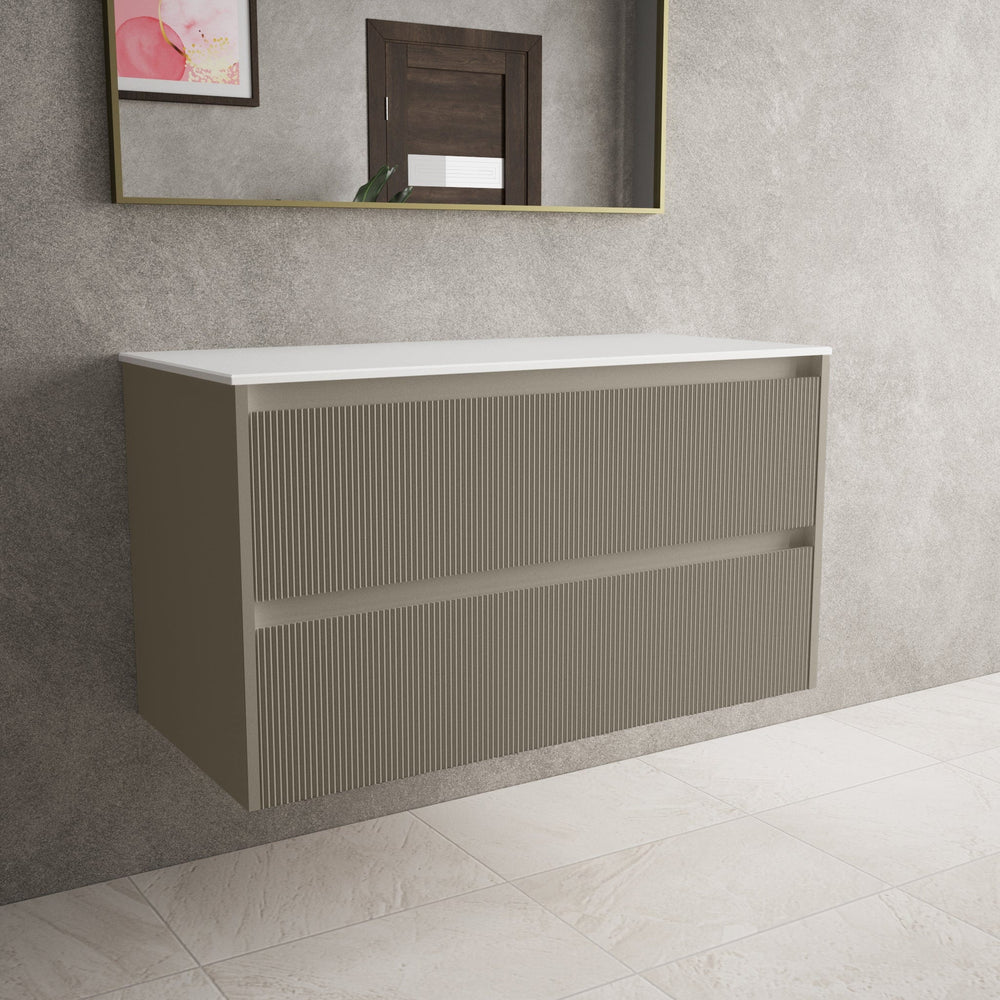 Scanalato Double Drawer Countertop Vanity Unit - Soft Taupe 1000mm