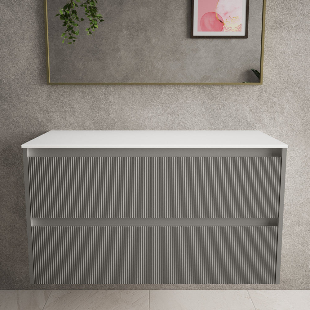 Scanalato Double Drawer Countertop Vanity Unit - Rich Taupe 1000mm