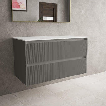 Scanalato Double Drawer Countertop Vanity Unit - Rich Taupe 1000mm