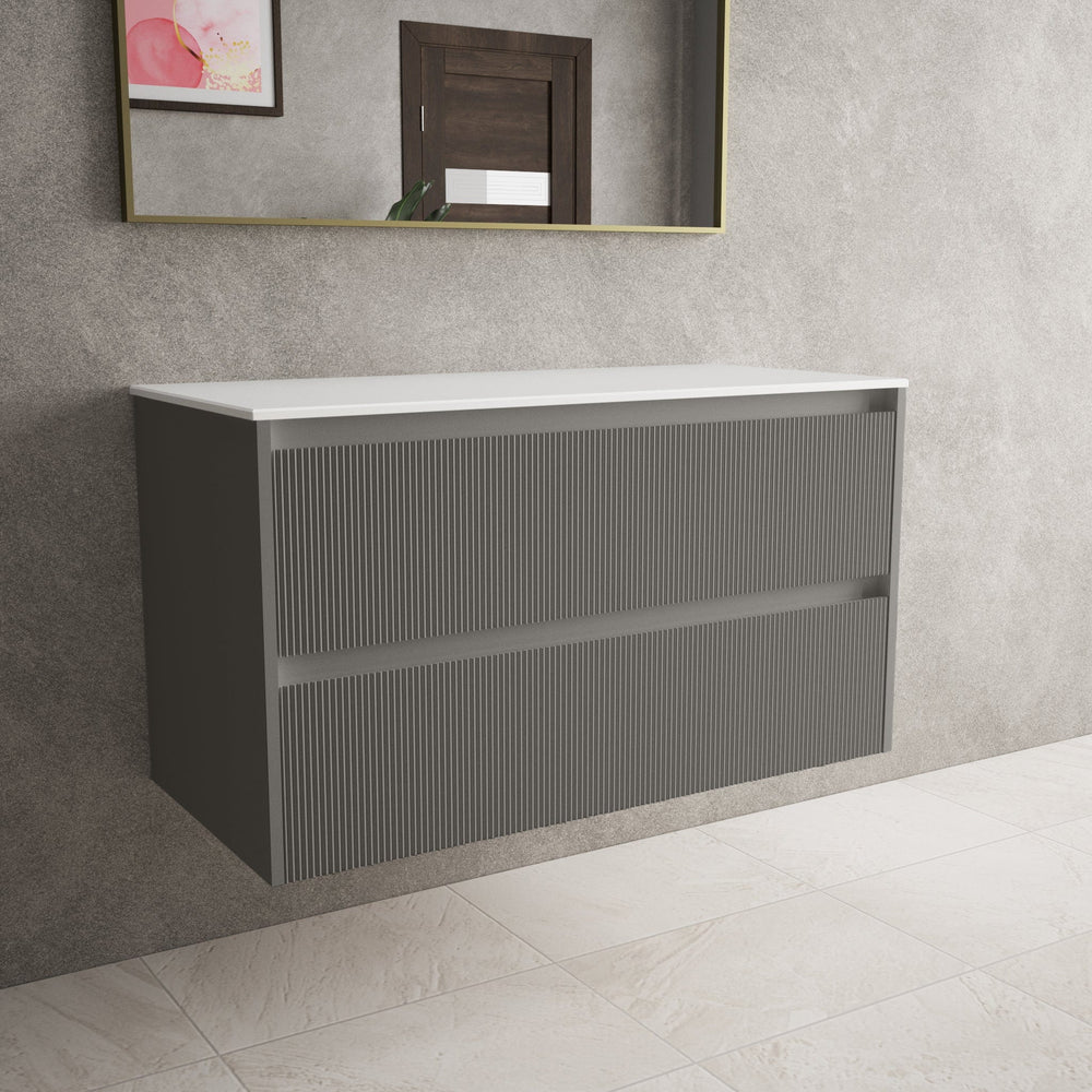 Scanalato Double Drawer Countertop Vanity Unit - Rich Taupe 1000mm