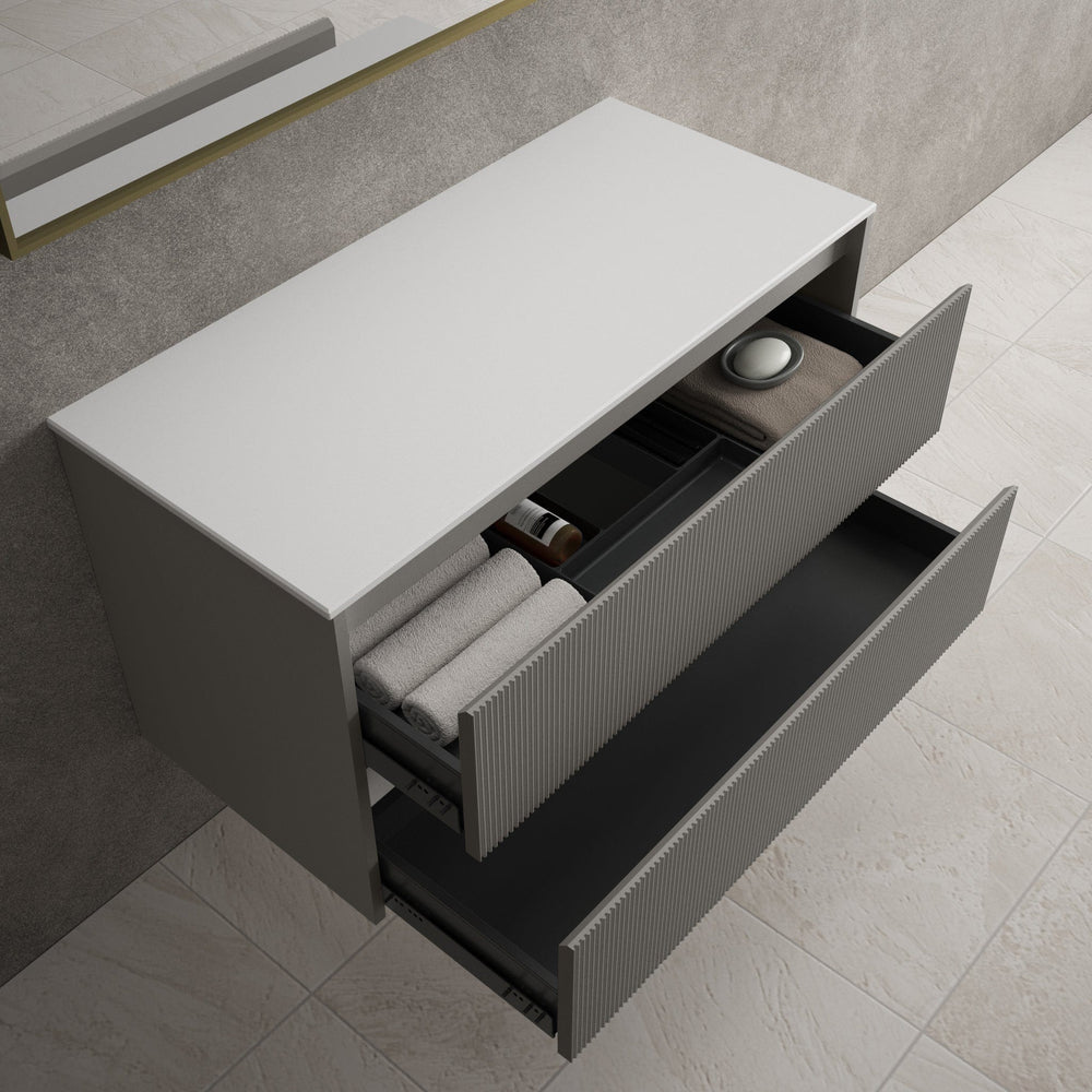 Scanalato Double Drawer Countertop Vanity Unit - Rich Taupe 1000mm