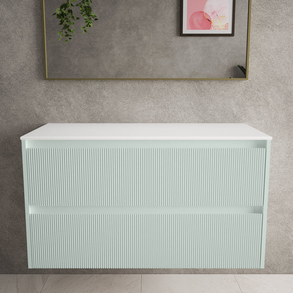 Scanalato Double Drawer Countertop Vanity Unit - Peppermint 1000mm