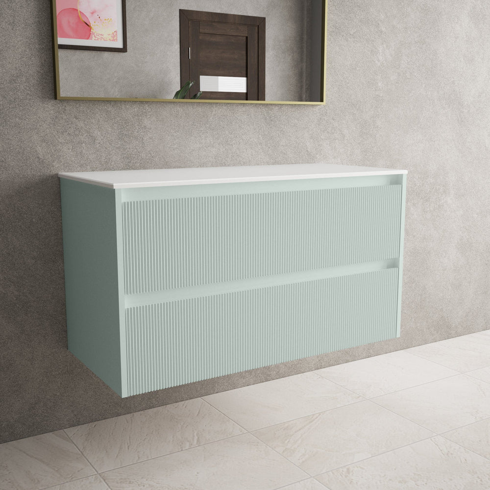 Scanalato Double Drawer Countertop Vanity Unit - Peppermint 1000mm
