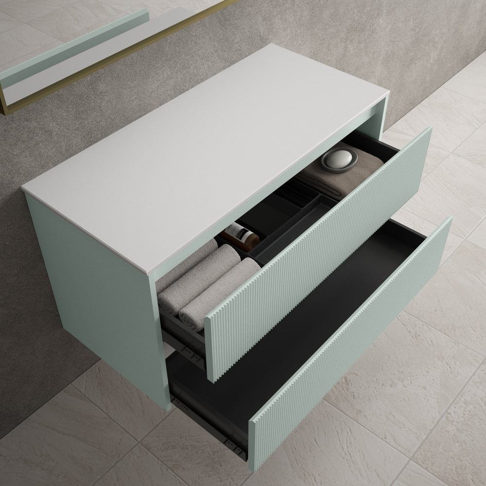 Scanalato Double Drawer Countertop Vanity Unit - Peppermint 1000mm