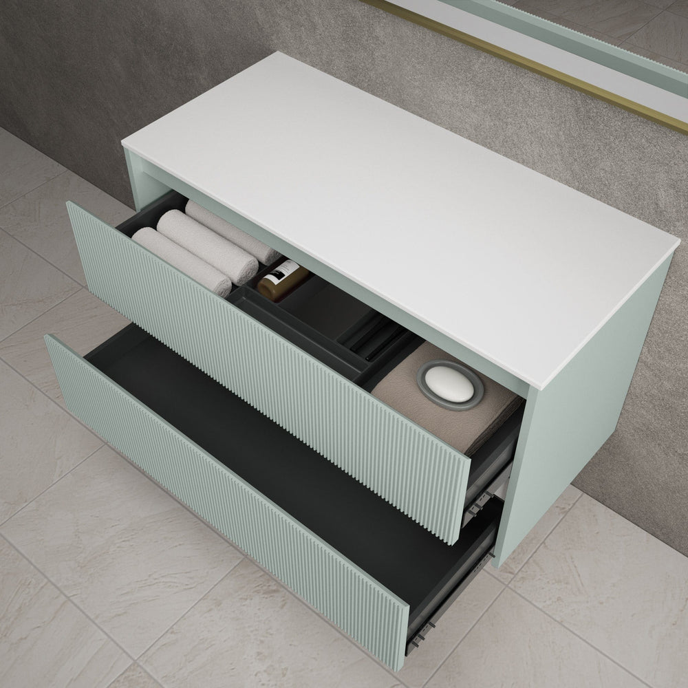 Scanalato Double Drawer Countertop Vanity Unit - Peppermint 1000mm