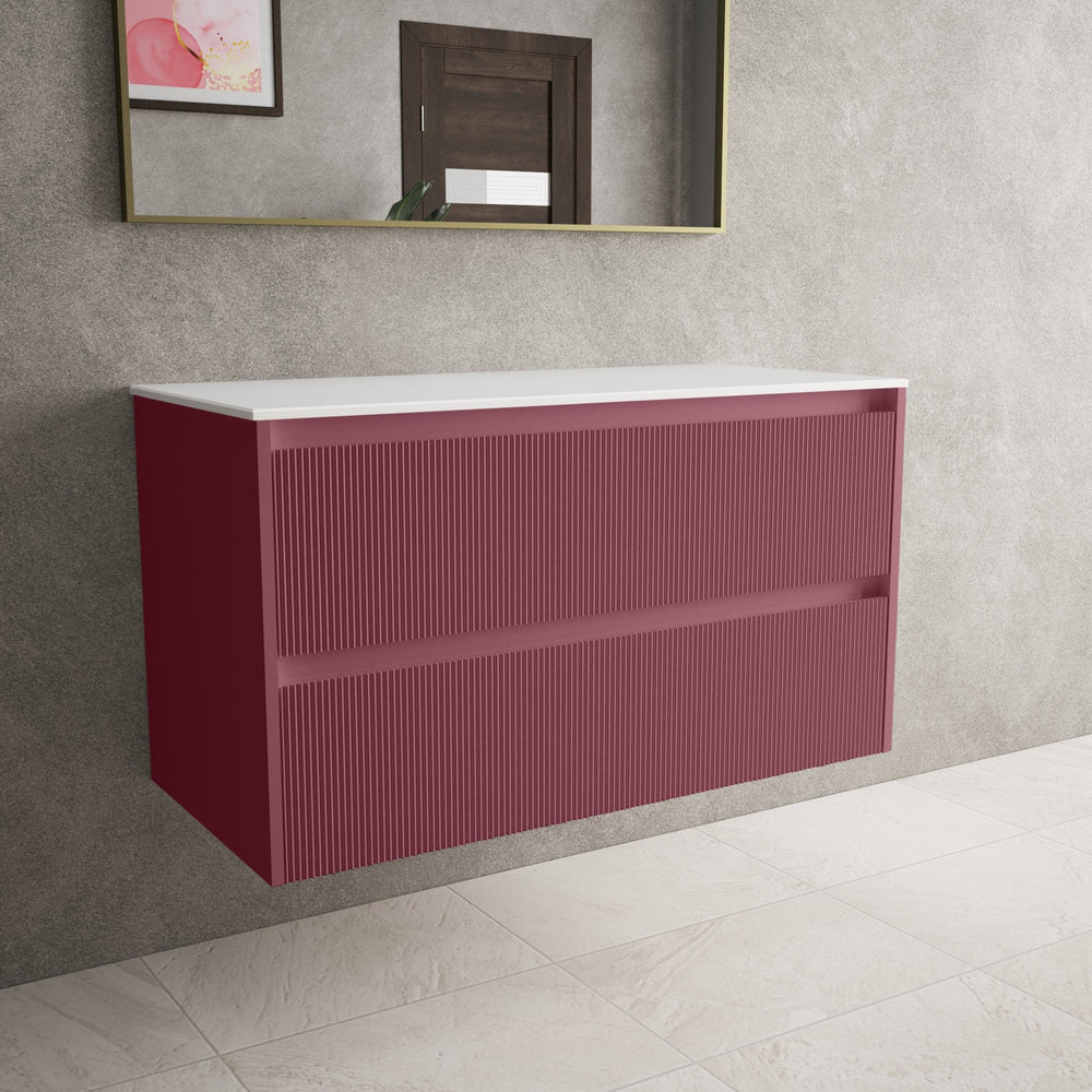 Scanalato Double Drawer Countertop Vanity Unit - Mineral Red 1000mm
