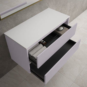 Scanalato Double Drawer Countertop Vanity Unit - Soft Violet 1000mm