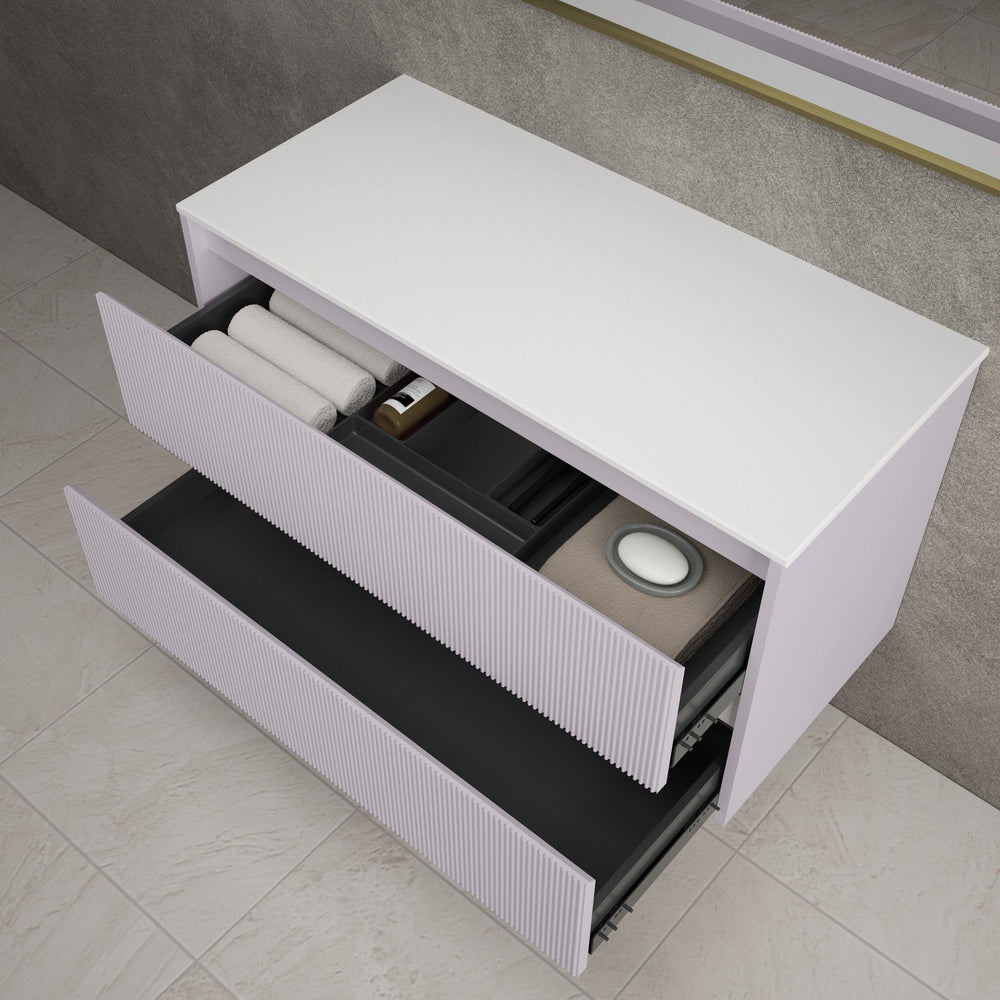 Scanalato Double Drawer Countertop Vanity Unit - Soft Violet 1000mm