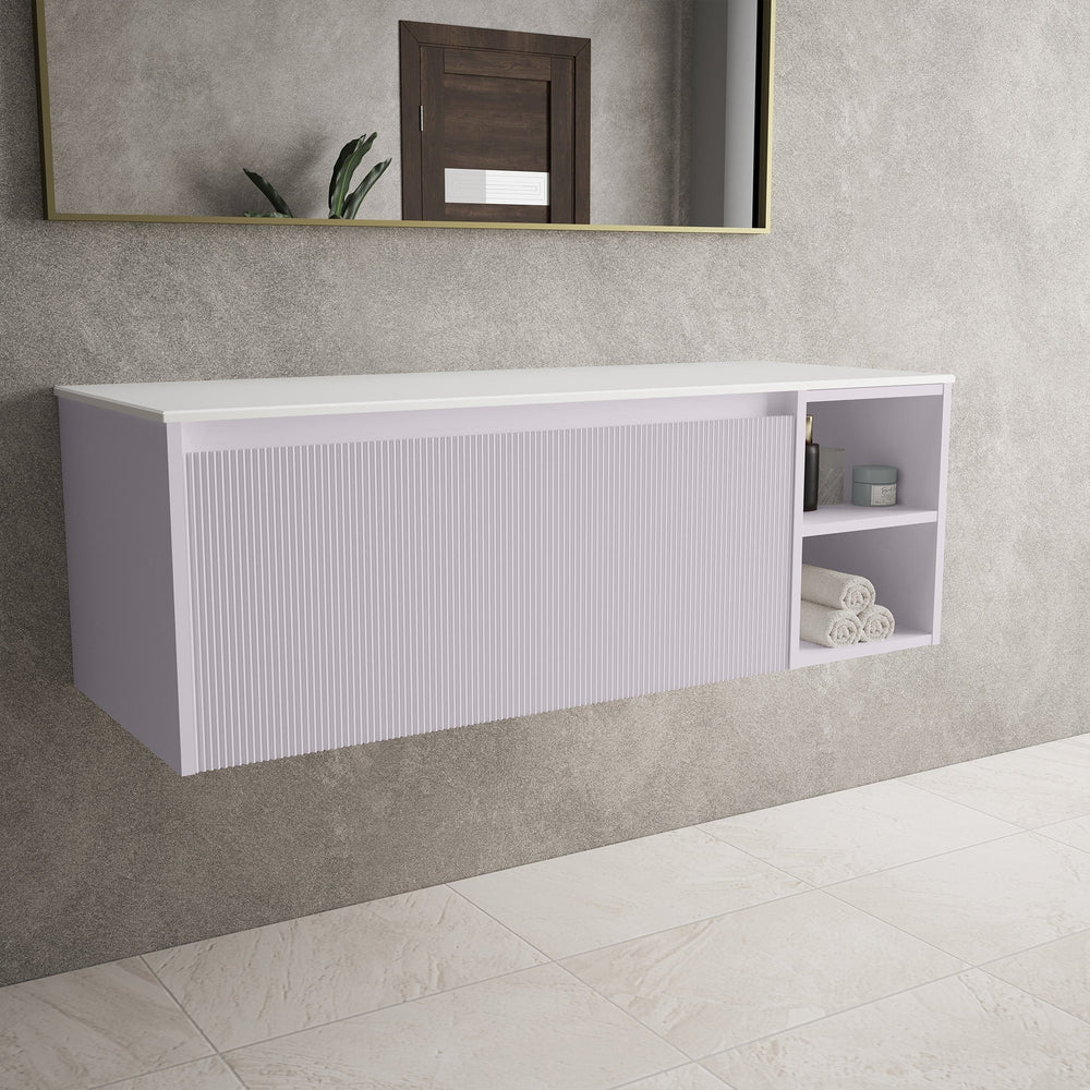 Scanalato Single Drawer Countertop Vanity Unit With Open Storage Space - Soft Violet 1200mm