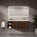 Scanalato Single Drawer Vanity Unit With Open Storage Space And Right Hand Beyondstone Basin - Walnut 1200mm