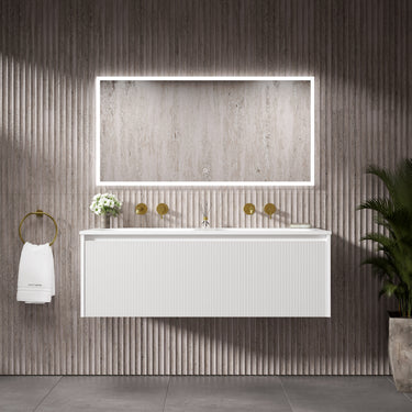 Scanalato Single Drawer Vanity Unit With Beyondstone Double Basin - Pure White 1200mm