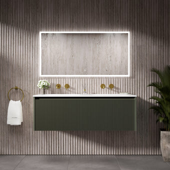 Scanalato Single Drawer Vanity Unit With Beyondstone Double Basin - Pistachio 1200mm