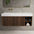 Scanalato Single Drawer Vanity Unit With Open Storage Space And Beyondstone BLOC Basin - Walnut 1200mm