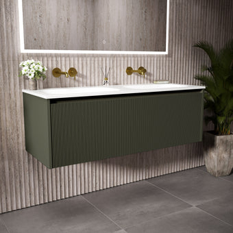 Scanalato Single Drawer Vanity Unit With Beyondstone Double Basin - Pistachio 1200mm