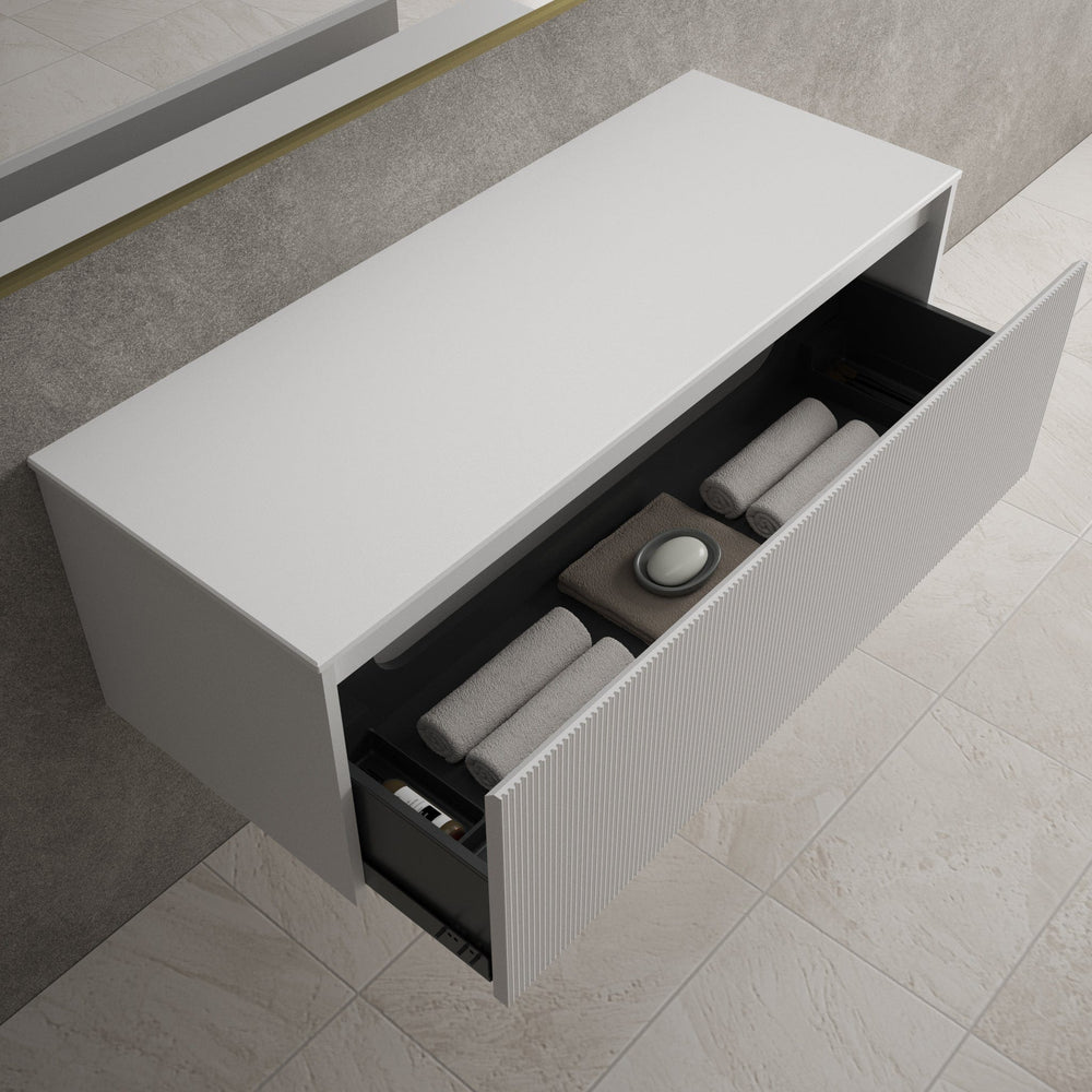 Scanalato Single Drawer Countertop Vanity Unit - Pure White 1200mm