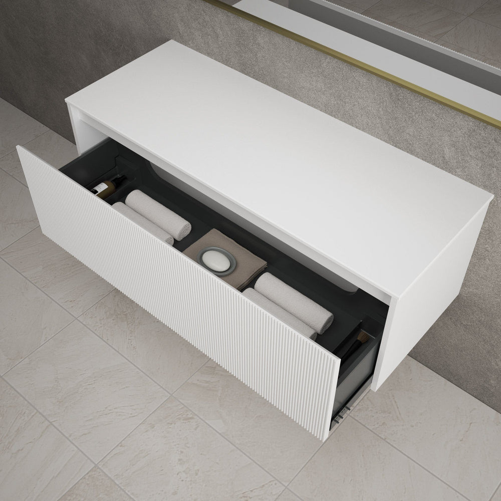Scanalato Single Drawer Countertop Vanity Unit - Pure White 1200mm