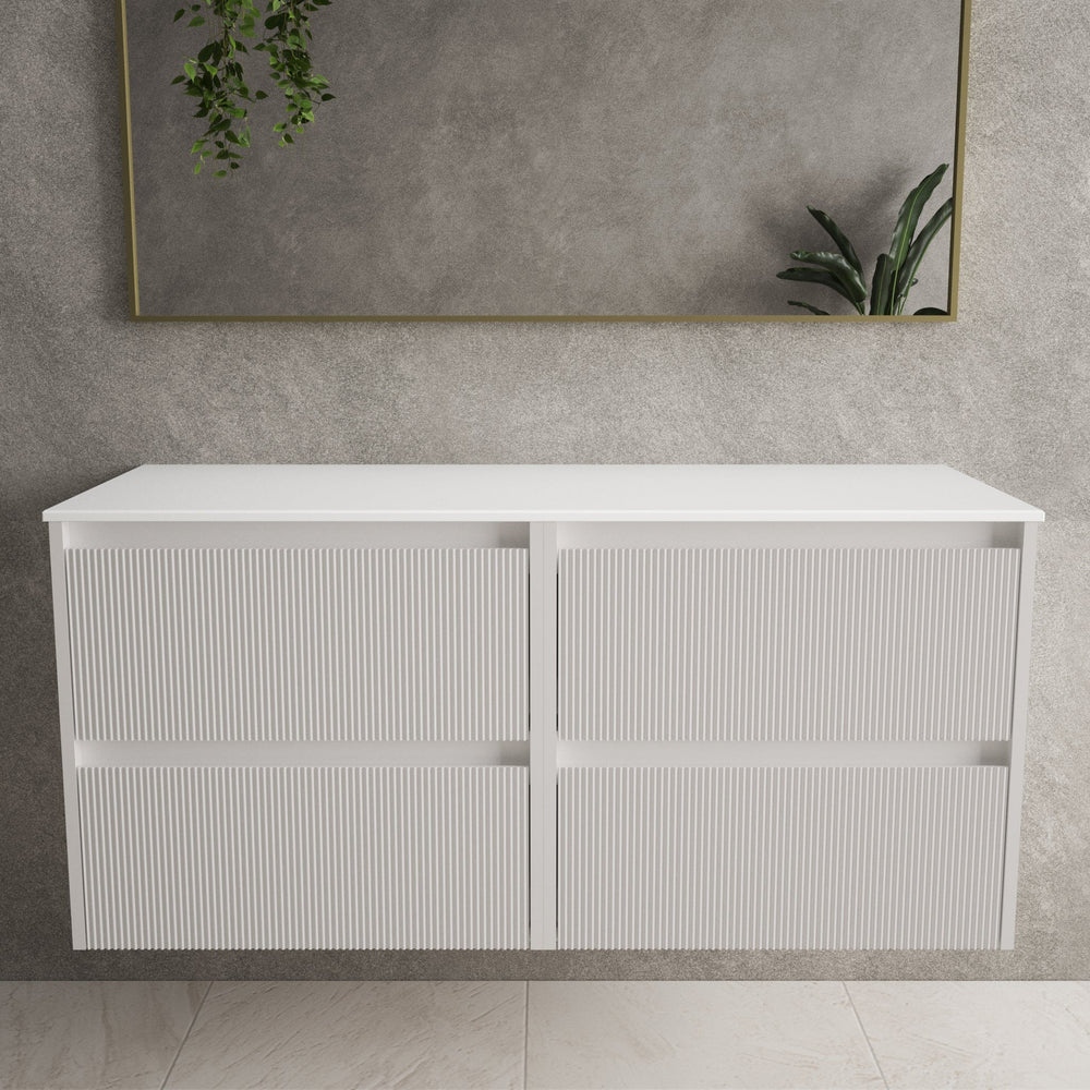 Scanalato Four Drawer Countertop Vanity Unit - Pure White 1200mm